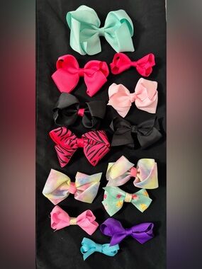 Girls Bows - Assorted Pastel, Pink, Black, Purple- Bundle 3 (13 pcs)